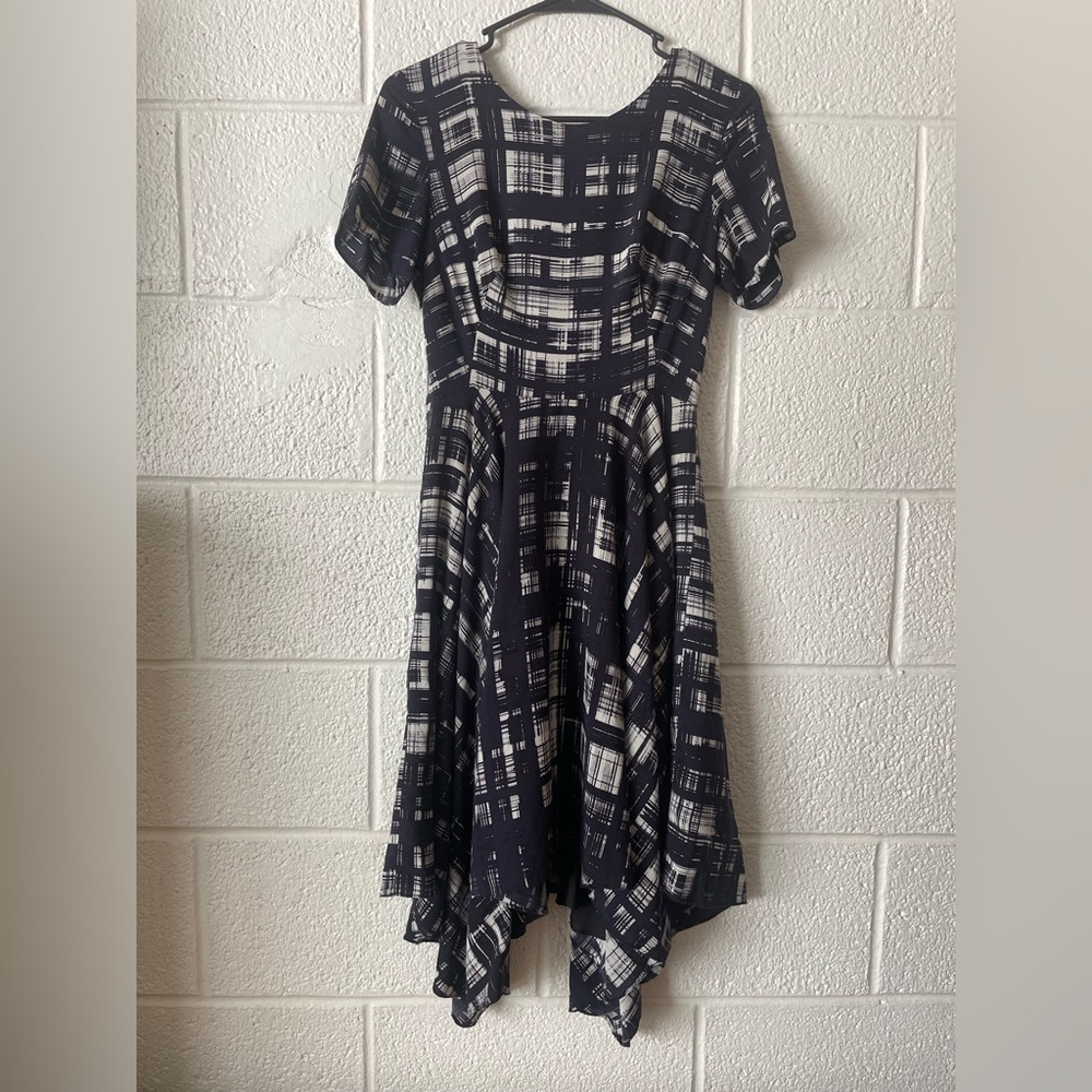 Anthropologie x Corey Lynn Calter Painted Plaid Handkerchief Midi Dress Size 6 - Picture 2 of 6